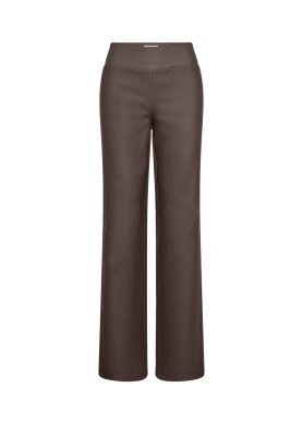 Pam - Coated byxa vida hellång - Brun