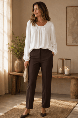 Polly - Blus med ballongärm - Vit - One Size