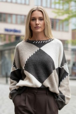Cece - Stickad oversized tröja - Brun - One Size 