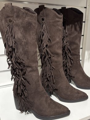 Holly - Mockastövlar med fransar - Brun