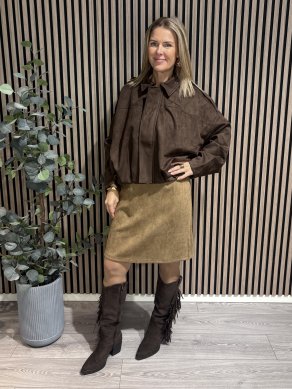 Carro - Kort jacka i mockaimitation - Brun